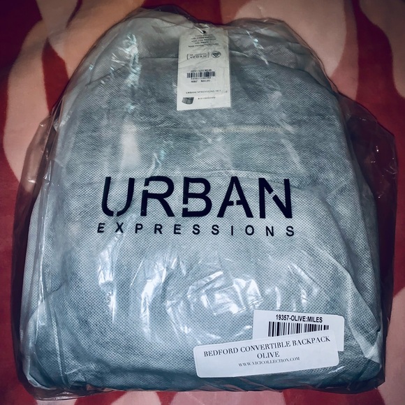 NWT URBAN EXPRESSIONS BEDFORD CONVERTIBLE BACKPACK🎒-OLIVE🫒, BNWTIB✨Rare Find✨ - Picture 7 of 10